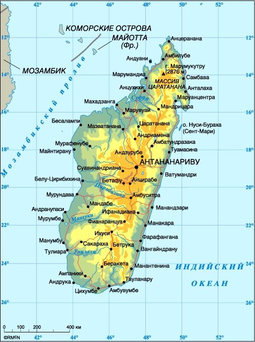 Карта Мадагаскара на русском языке