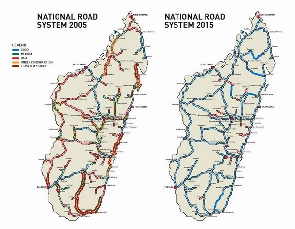 Схема существующих и строящихся дорог Мадагаскара