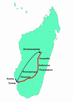 Схема передвижений по острову Мадагаскар