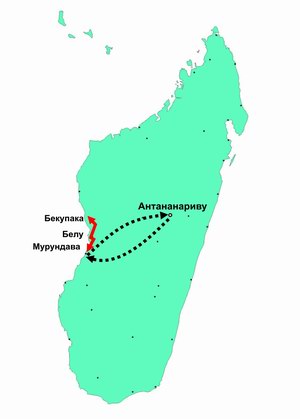 Схема передвижений по острову Мадагаскар